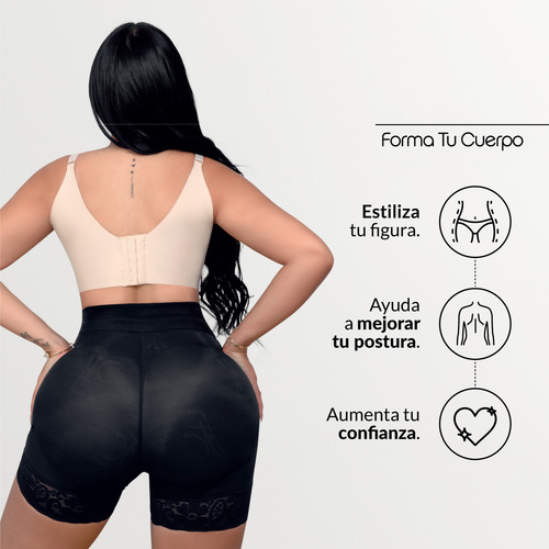 Faja Short Media Pierna Con Pretina | Ajuste Y Realce C-145 Negro Xl