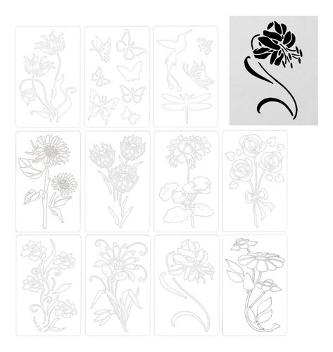 Set De Plantillas Para Pintar Flores 11 C
