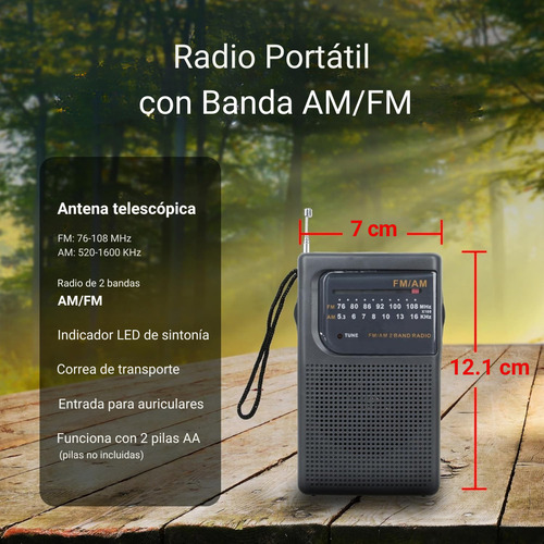Radio Portátil Am / Fm Analógica Supersonic Sc1105bk A Pilas Y Electrica 2 Bandas Con Parlante Entrada Aux Antena Y Sintonización Led - Negro