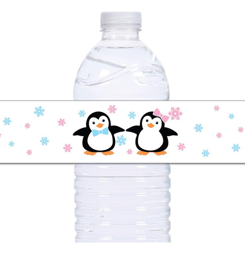  21 Etiquetas Impermeables Botellas De Agua De Pingüin...
