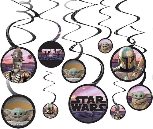 Mandalorian The Child Decoraciones En Espiral - 5 (12 Piezas