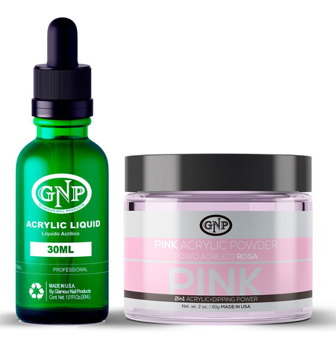 Polvo Acrílico Gnp Pink 60gr. + Líquido Acrílico Gnp 30ml