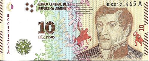 Argentina10 Pesos Reposicion Modelo 2016 Sin Circular Palerm