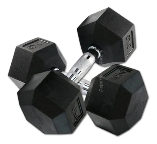Kit Par Mancuernas Hexagonal Caucho Cromada Get Fit 10 Kg
