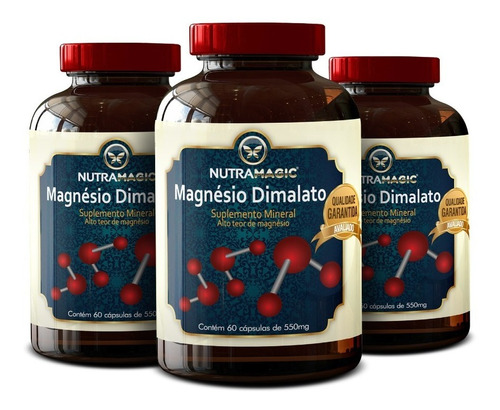 3 Magnésio Dimalato Nutramagic 550 Mg - Dr Lair Ribeiro 