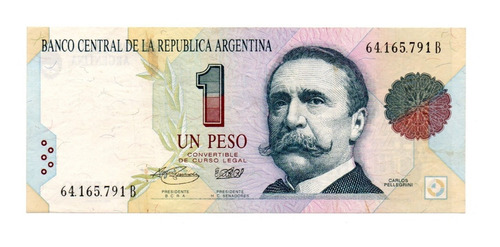 Billete Argentina 1 Peso Convertible 1° Dis Bottero 3006 Mb+