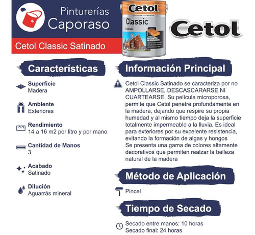 Cetol Classic Satinado Cedro X 20l - Caporaso