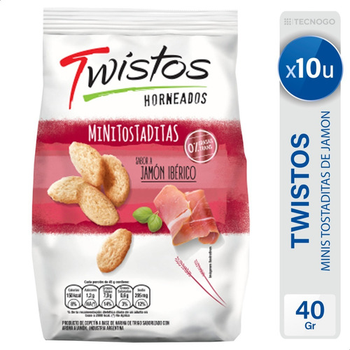 Twistos Jamon Tostaditas Snack Salado Chica Pack X10