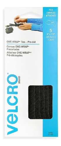 5 Correa Autoajustable Cinta Velcro®cincho Organizador Cable Color Negro