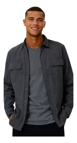 Camisa Algodon Hombre Cargo Simil Jean Camisaco Oversize