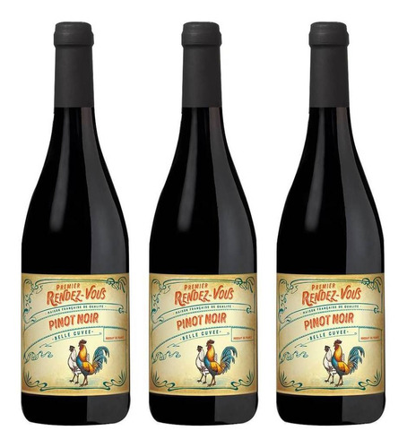 Kit 03 Unidades Vinho Premier Rendez-vous Pinot Noir 750ml