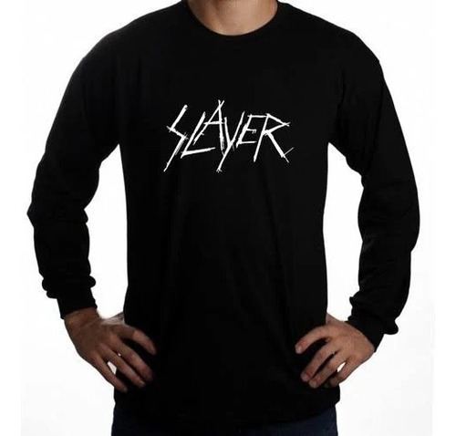 Camisa Longa Slayer Banda Rock Thrash Metal Dark