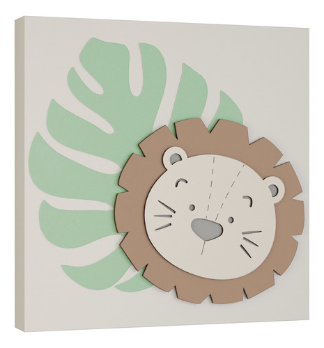 Quadro Mdf Leão Safari Tela Quarto Bebê Decoração Infantil