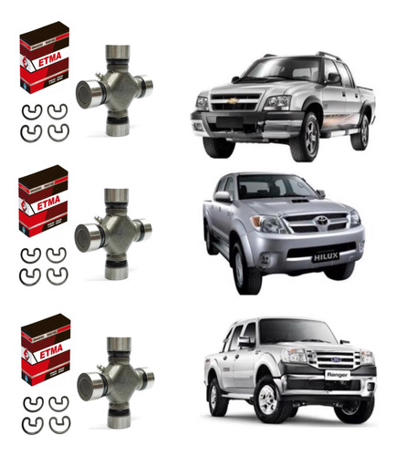 Kit X3 Crucetas De Cardan Trasero S10 Ranger Hilux Etma