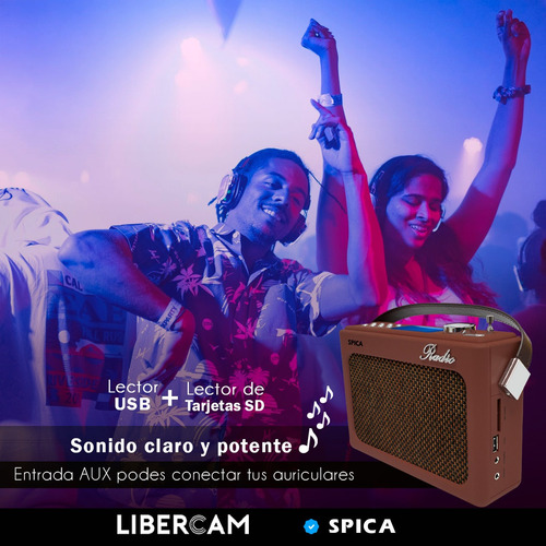 Imagen 9 de 10 de Radio Vintage Parlante Bluetooth Portatil Spica Sp-240 Am/fm