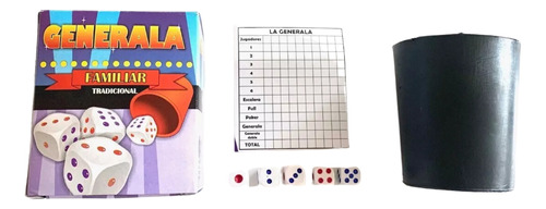 Juego De Mesa Generala Cubilete Plástico Con 5 Dados En Caja