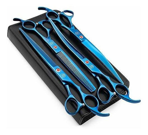 Set De Tijeras Para Peluqueria Canina 8 Pulgadas Azul