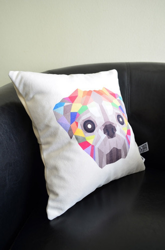 Imagen 3 de 3 de Cojín Decorativo Estampado Perro Pug