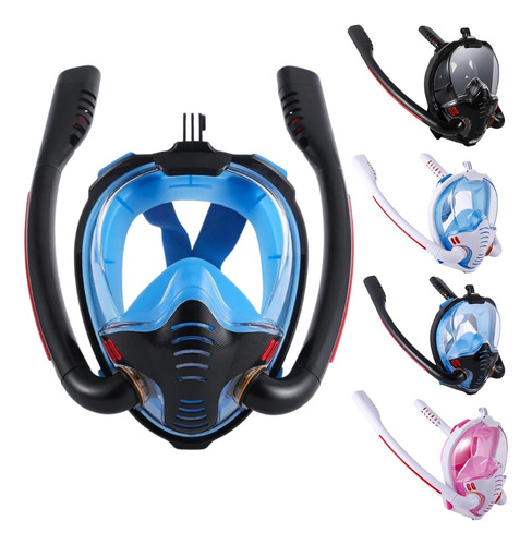 Mascara Snorkel De Buceo Doble Con Soporte Gopro Talla S - M