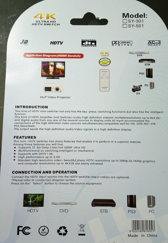 Imagen 5 de 5 de Splitter Hdmi 4k 60hz 3 Entradas 1 Salida Con Control Remoto