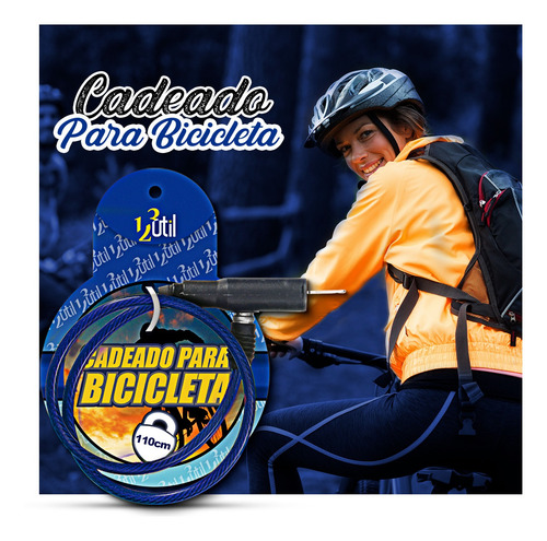 Cadeado Para Bicicleta Com Chave 123útil Original Cor:azul