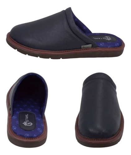 Pantuflas Caballero Stahl 4752 Azul Piel De Borrego Ligeras