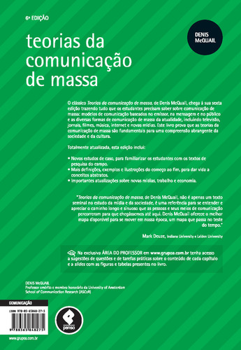 Teorias Da Comunicação De Massa, De Denis Mcquail., Vol. 1. Editorial Penso, Capa Mole, 6ª Edição Em Português