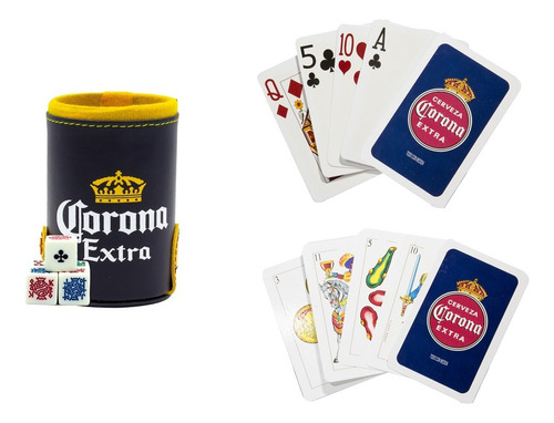 Cubilete Portadados Cerveza Corona + 1 Española + 1 Poker