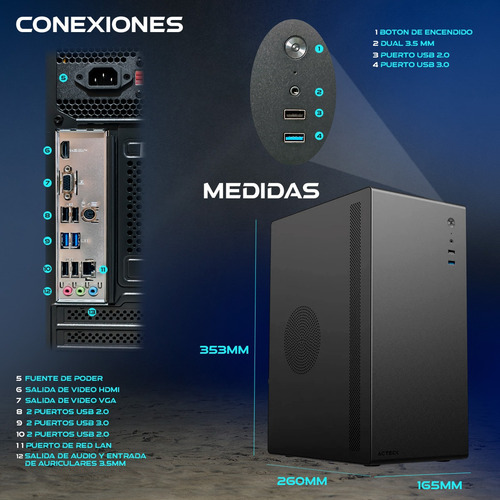 Pc Trabajo Intel Core I5 12400 16g Ram 500 Ssd Completa Wifi