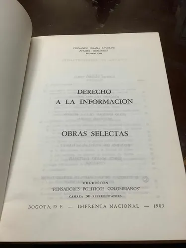 Fernando Umaña Pavolini - Derecho A La Información- Obras Se (Usado)