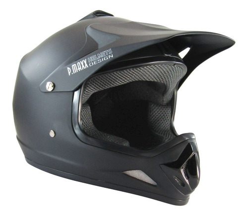Imagen 2 de 8 de Casco De Cross Para Niños/ Niñas Power Maxx Negro Mate