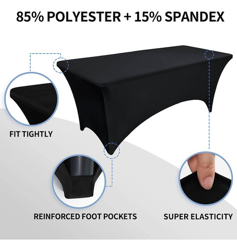 Mantel Para Mesa Rectangular Color Negro Elastizada