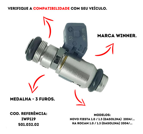 Bico Injetor Ford Ka Fiesta 1.0 Iwp119 Rocam