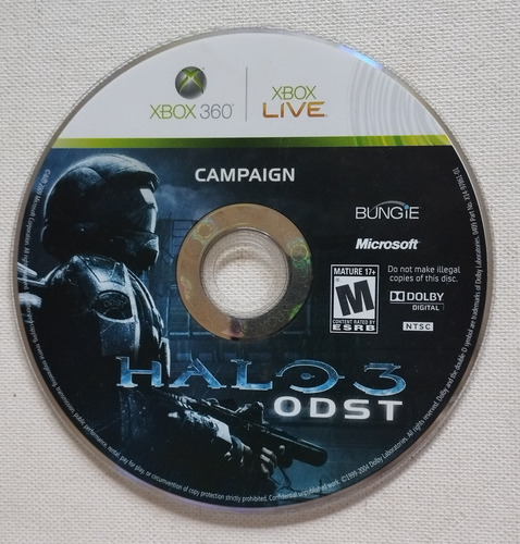 Halo 3 Odst Xbox 360 (solamente Es El Disco Campaña) (Usado)