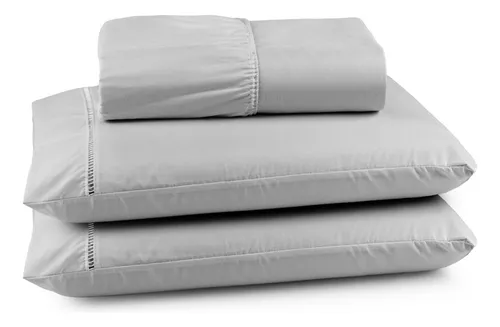 comprar Lençol Casal Padrão Cu002F Elástico 400 Fios 3pçs Cinza Macio
