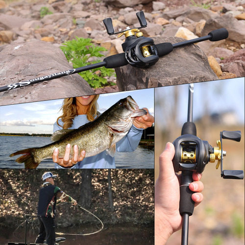 Kit De Pesca Carretilha 7,2:1 + Vara 5-10lb 1,80m 2 Partes