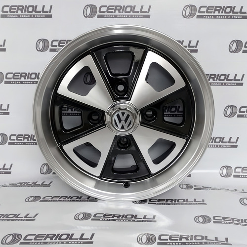 Roda Aro 15x6 Porsche Vw Fusca 4x130 R84 Kr ( Unidade ) Cor Preto Diamantado