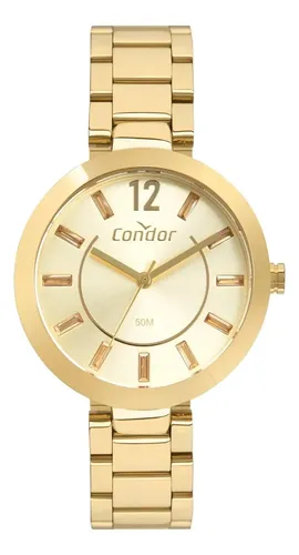 Kit Relógio Condor Feminino Dourado