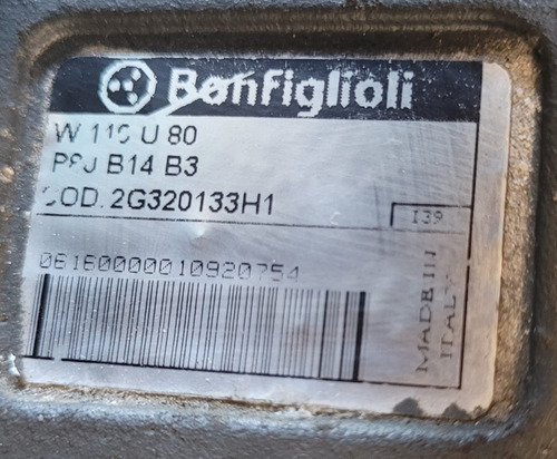 Motoredutor 1:80 Bonfiglioli W 110 U 80 P80 B14 B3 Passante (Usado)