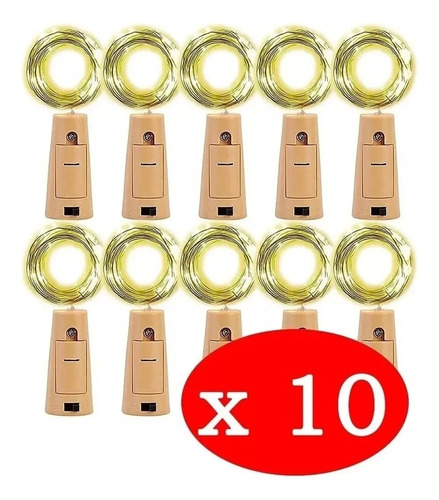 Pack 10 Luces Corcho Hada Alambre Micro Led Amarillo