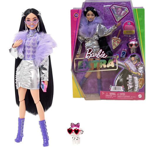 Boneca Barbie Extra 15 Com Roupa Prateada E Dalmata Grn27