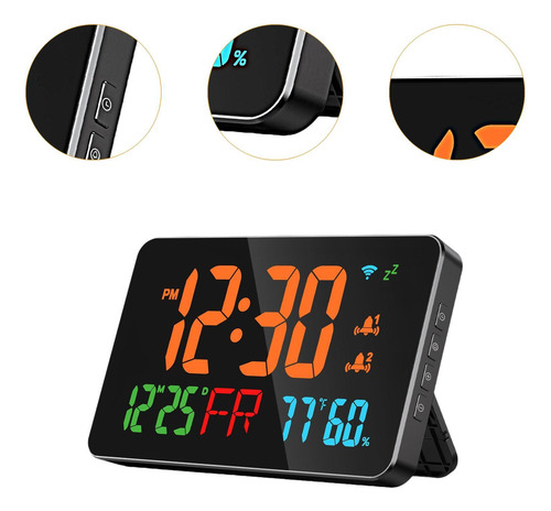 Reloj Digital Reloj De Pared Led Con Fecha Pantalla Naranja