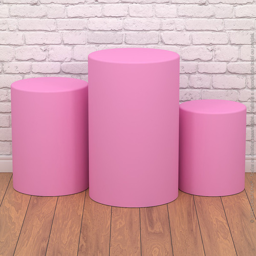 Trio Capas De Cilindro Sublimado Liso Rosa Veste Fácil Em Tecido