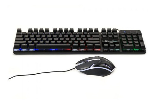 Kit Teclado Gamer Con Mouse Rgb Negro D500