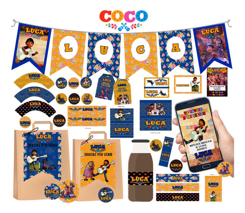 Kit Imprimible Candy Bar Coco 100% Editable