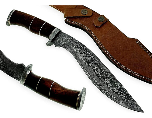 Rg-156 Cuchillo Kukri De Acero De Damasco Hecho A Mano De 15