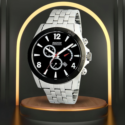 Relógio Masculino Magnum Cronógrafo Ma35244t - Prata Cor do bisel Prateado
