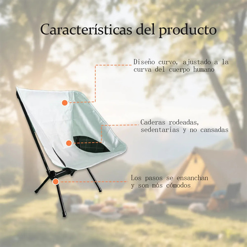 Silla Plegable Portátil Para Camping Playa Exteriores Color Blanco