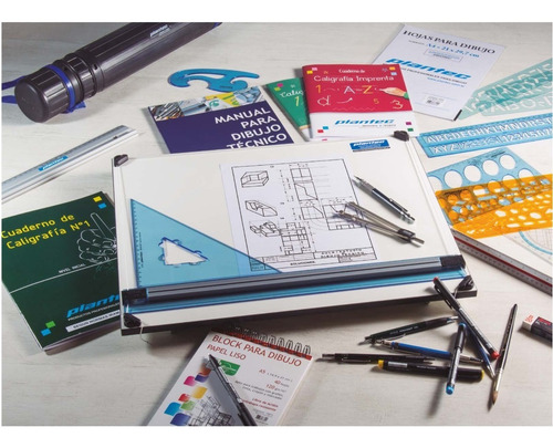 Imagen 5 de 6 de Kit Tablero De Dibujo Plantec40x50 6 Posiciones + Utiles