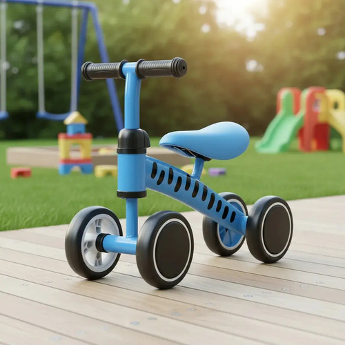 Bicicleta Equilíbrio Brinq Kids Sem Pedal Andador Infantil Azul 4 Rodas